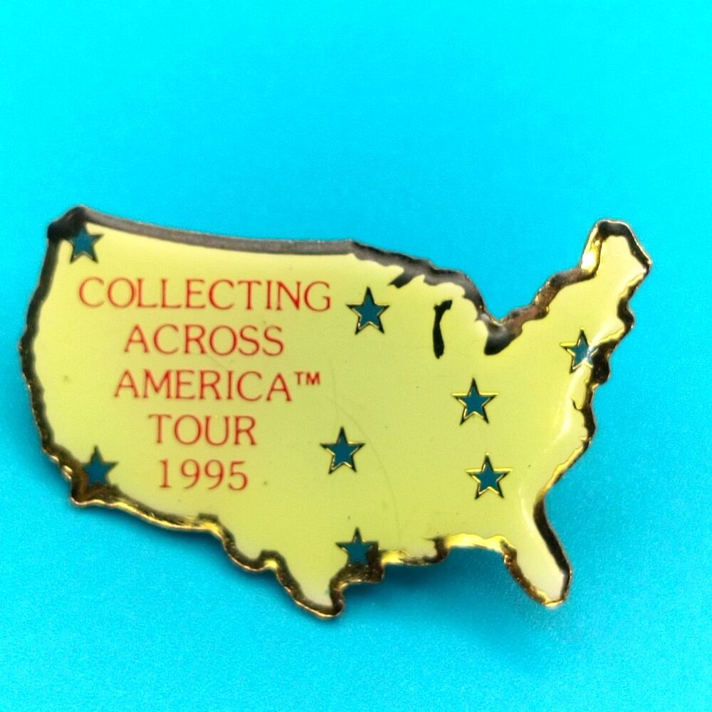 Collecting Across America Tour 1995 Enamel Lapel Pin Map USA Souvenir Travel